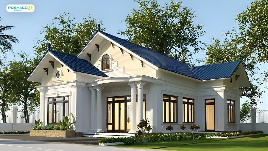 Mẫu 2: Nhà mái thái 1 tầng hiện đại