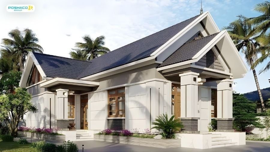 Mẫu 2: Nhà mái thái 1 tầng hiện đại