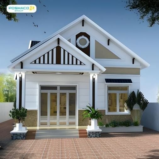 Mẫu 2: Nhà mái thái 1 tầng hiện đại