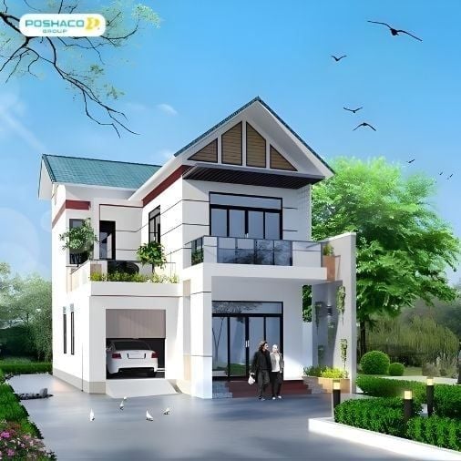 Mẫu 4: Nhà mái thái có gara