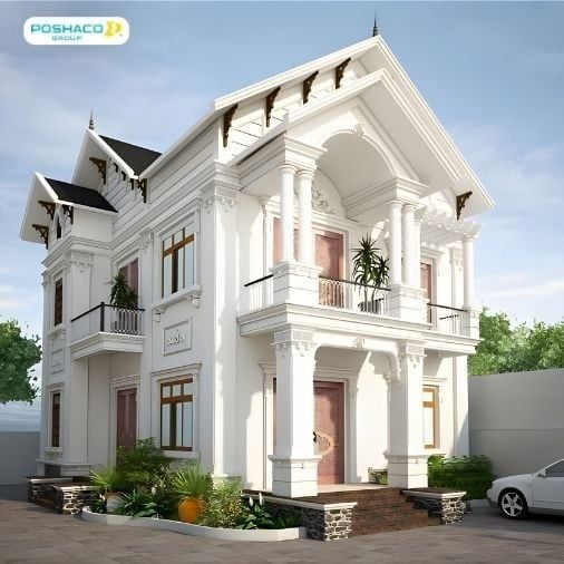 Mẫu 7: Biệt thự mái thái tân cổ điển