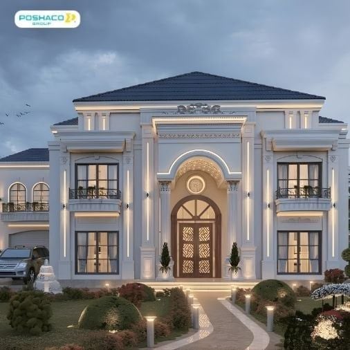 Mẫu 7: Biệt thự mái thái tân cổ điển
