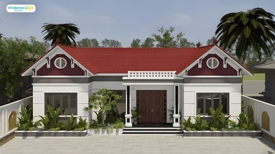 Mẫu 8: Nhà mái thái cấp 4 nông thôn