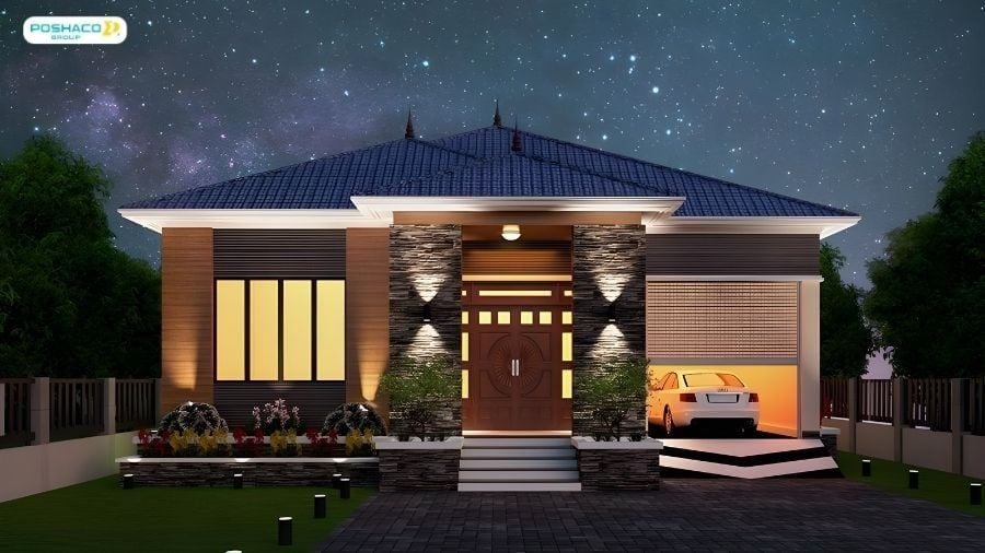 Mẫu 9: Nhà mái thái sân vườn