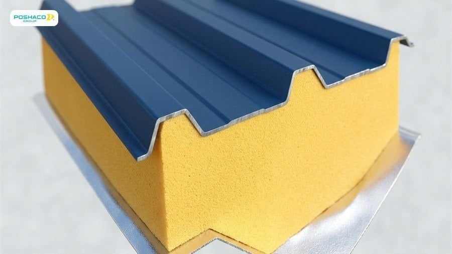 Cấu trúc thiết kế 3 lớp của tấm tôn PU cách nhiệt
