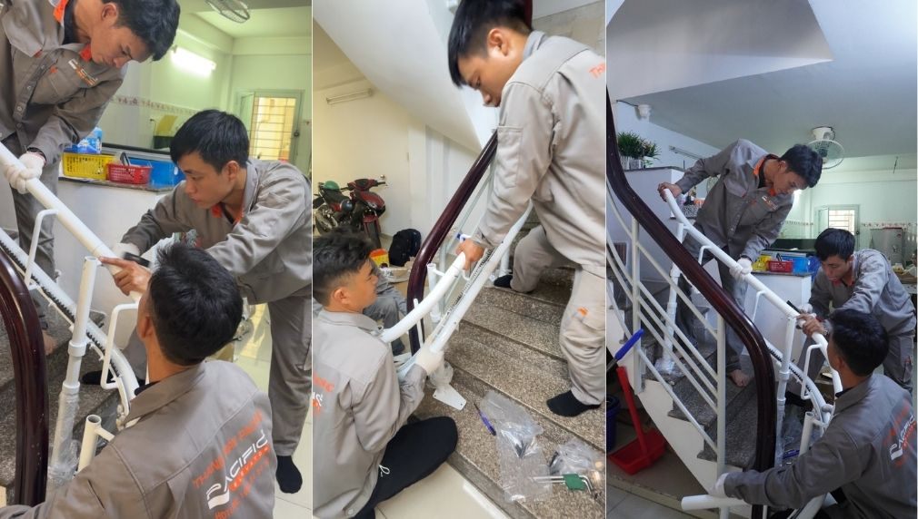Hình ảnh kỹ thuật Công ty Thang máy Pacific lắp đặt thang ghế tại nhà khách hàng