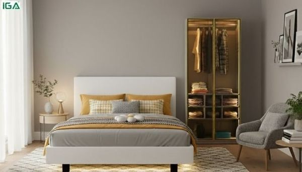 combo giường tủ đèn LED