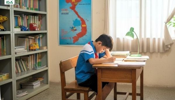 bàn học sinh tiểu học ở nhà