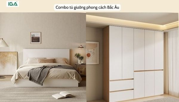 combo giường tủ Bắc Âu