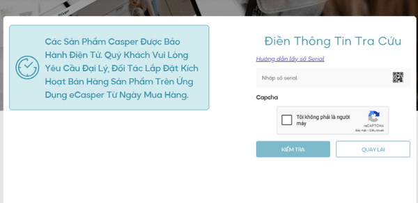 bảo hành của Casper