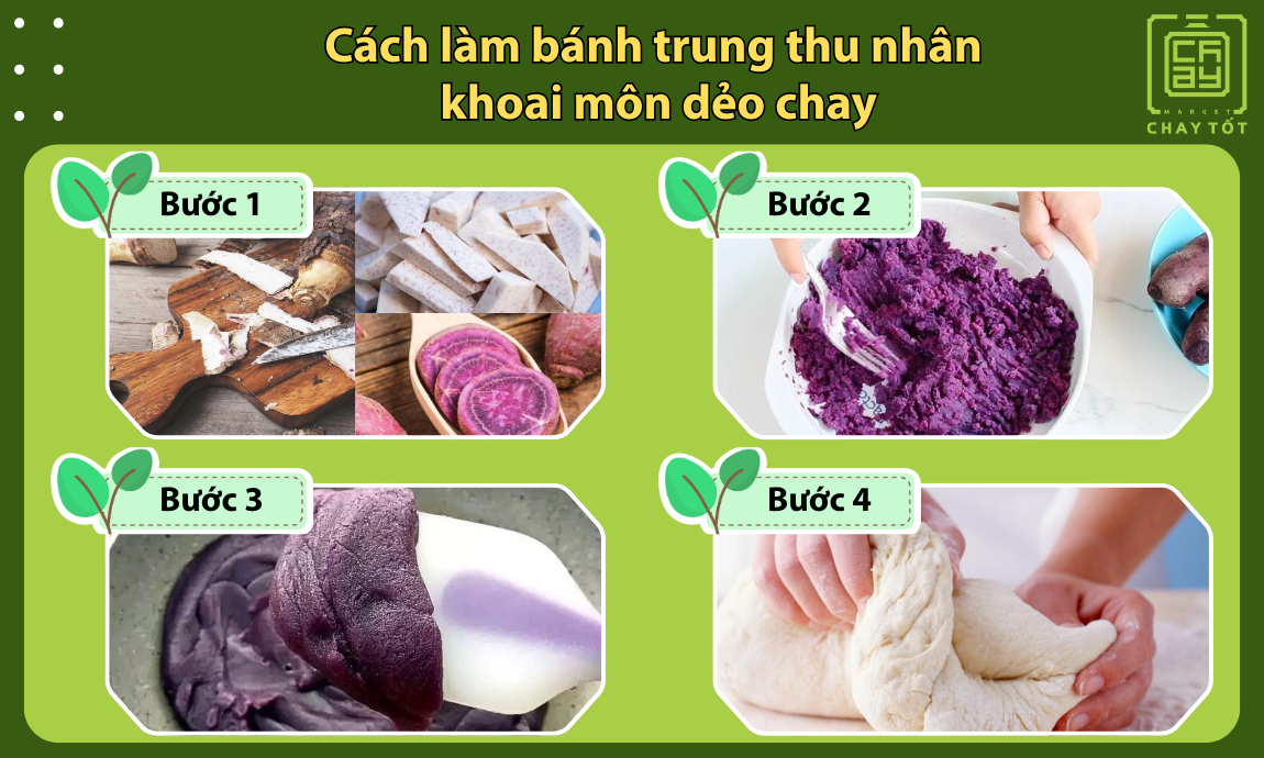 Cách làm bánh trung thu khoai môn dẻo mịn