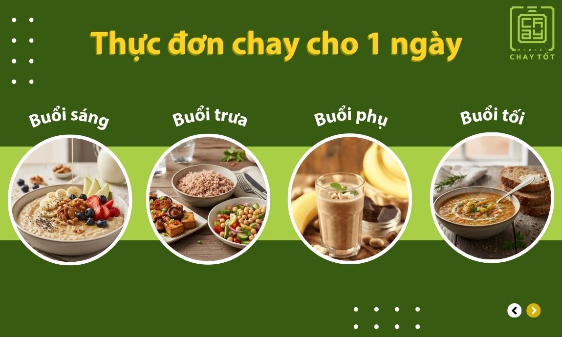 Thực đơn từ món ăn chay cho 1 ngày