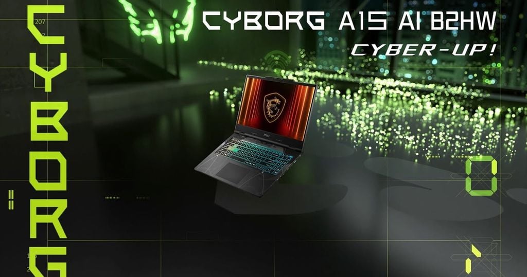 thiết kế MSI Cyborg A15 AI mang phong cách cyberpunk độc đáo