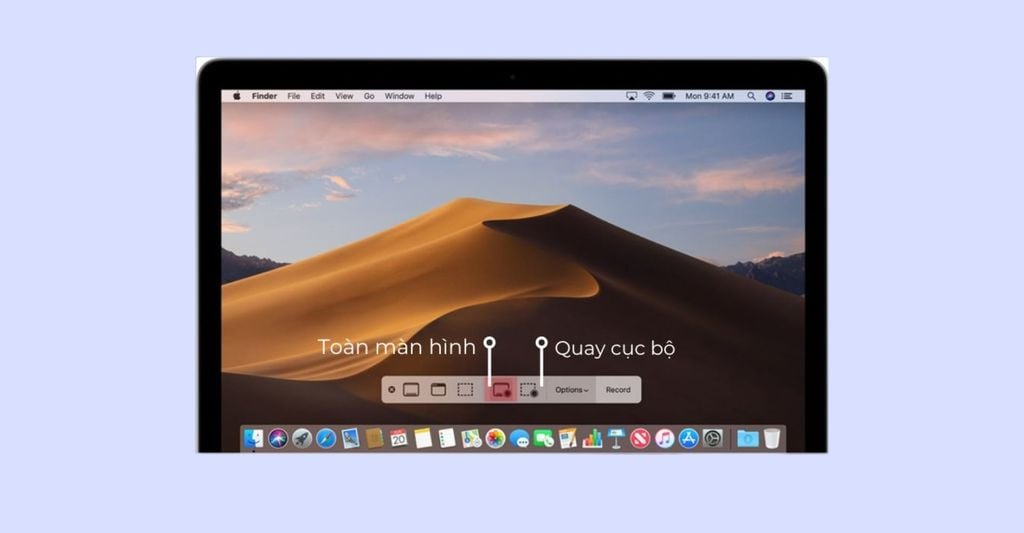 chọn chế độ quay màn hình cho macOS Mojave trở lên