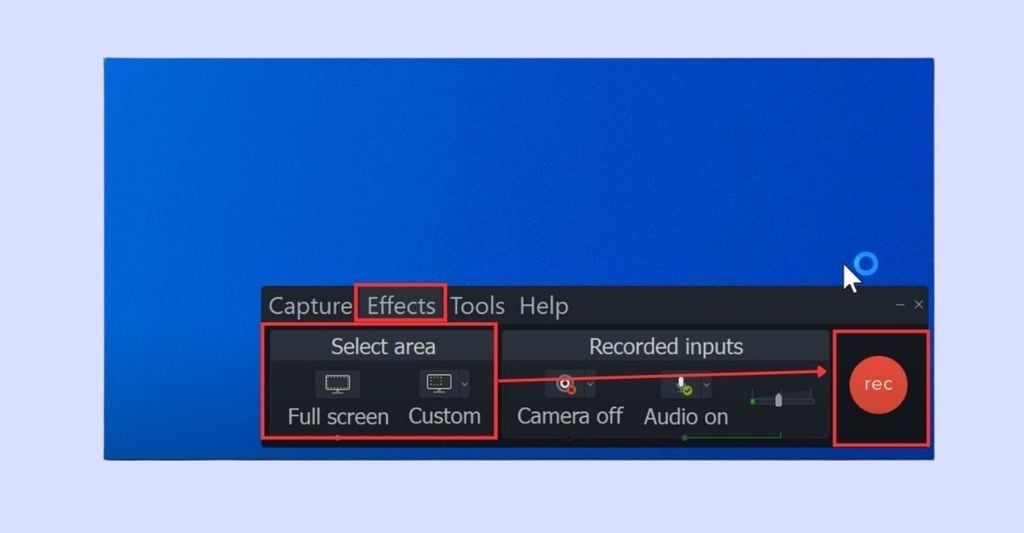 tiến hành quay màn hình máy tính bằng Camtasia