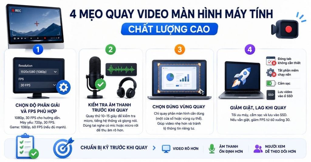 mẹo quay màn hình máy tính chất lượng cao