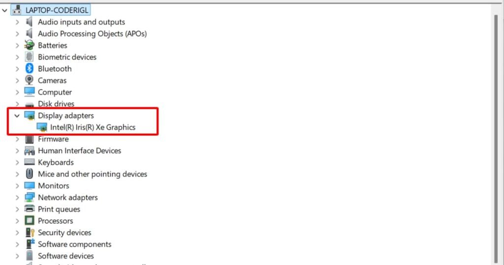 kiểm tra card màn hình lapotop bằng Device Manager