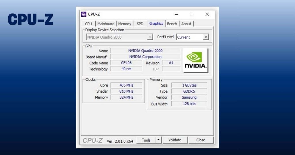 kiểm tra card màn hình lapotop bằng CPU-Z