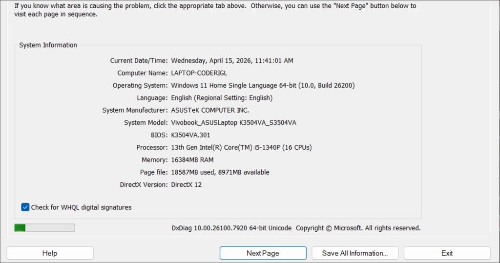 kiểm tra các thông số của laptop