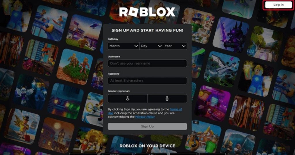 tạo tài khoản roblox trên máy tính
