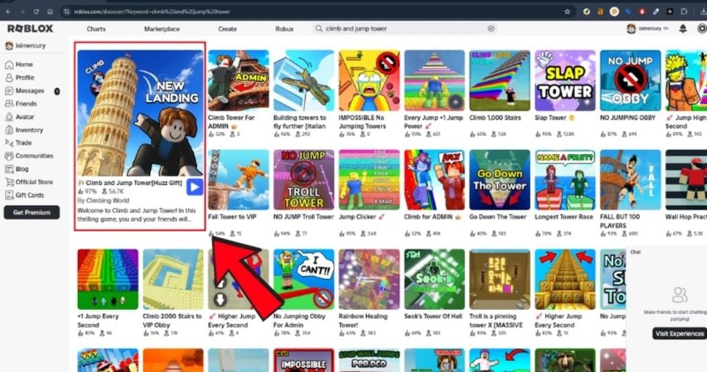 chọn game muốn chơi trên roblox tải miễn phí