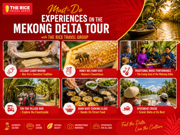 Tourists can experience many exciting activities when participating in The Rice Travel Group's Mekong Delta tour.