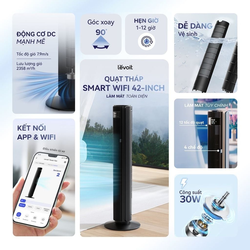 Quạt tháp Levoit Smart Wifi 42-Inch