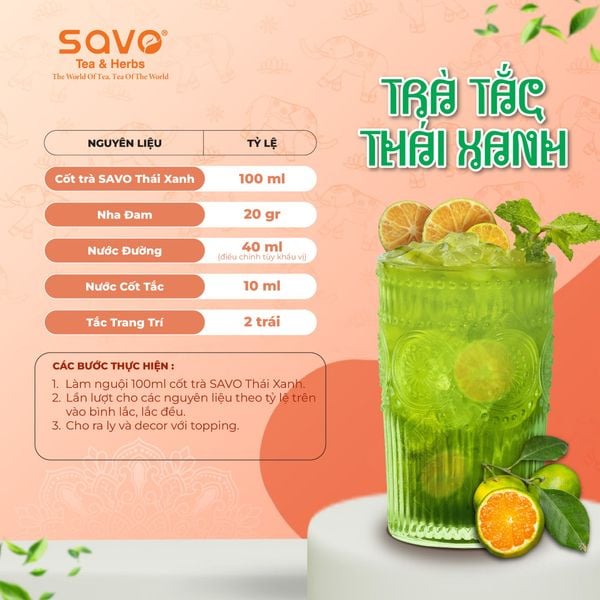 Cách làm trà tắc thái xanh. Nguồn: savotea.com