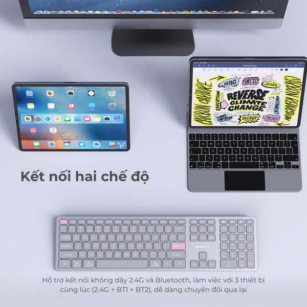 bàn phím Micropack màu sắc sang trọng kết nối đa thiết bị