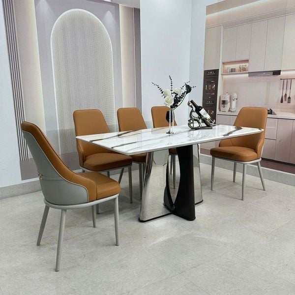 Bàn ăn mặt đá Marble chữ nhật
