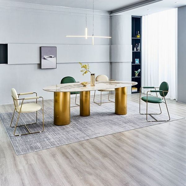 Bàn ăn mặt đá Marble hình oval
