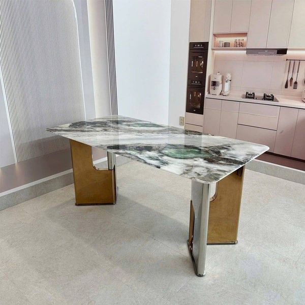 Mẫu bàn ăn đá thạch anh vân mây