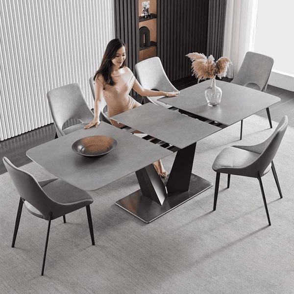 Mẫu bàn ăn kéo dài mặt đá thông minh Ceramic