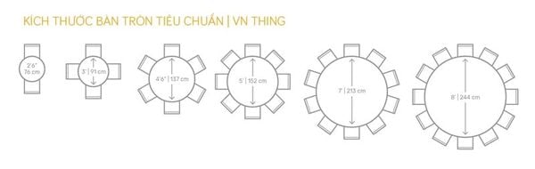 Kích thước bàn ăn 6 người tròn