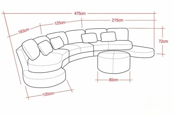 Kích thước sofa góc tròn