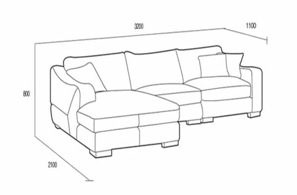Kích thước sofa chữ L 3mx1.8mx0.9m