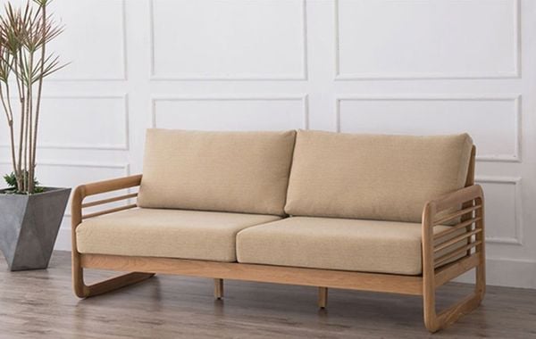 Sofa gỗ văng 2 chỗ ngồi tối giản, hiện đại