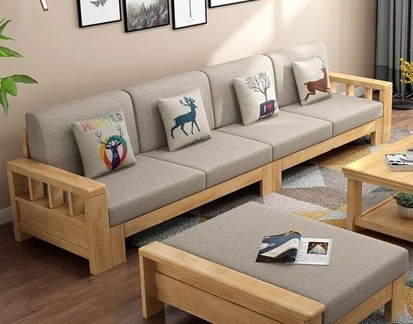 Kích thước sofa gỗ văng 4 chỗ ngồi dành cho gia đình đông người