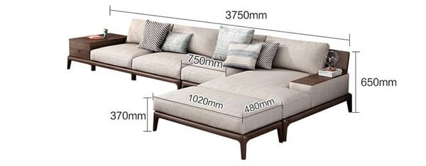 Kích thước sofa gỗ chữ L cỡ trung bình