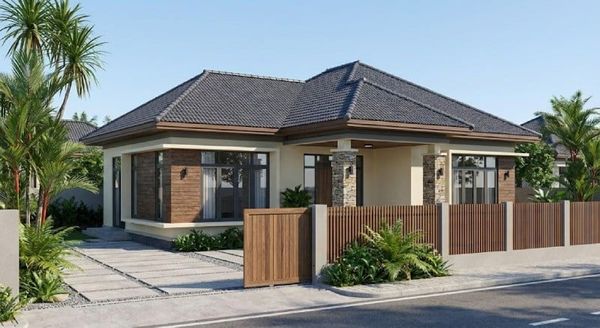 Mẫu nhà cấp 4 đẹp 5x20 2 phòng ngủ mái Nhật