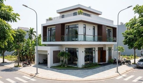 Mẫu nhà vuông 2 tầng 100m2 2 mặt tiền