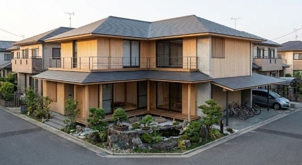 Mẫu nhà vuông 2 tầng 100m2 2 mặt tiền