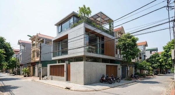 Mẫu nhà vuông 2 tầng 100m2 1 tum