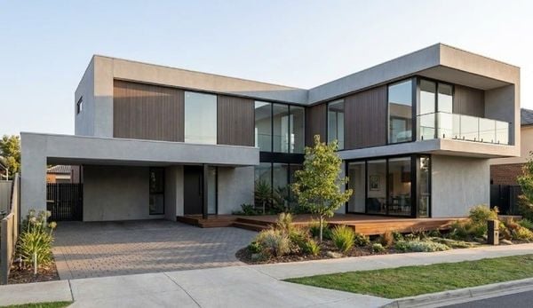 Mẫu nhà vuông 2 tầng 100m2 chữ L