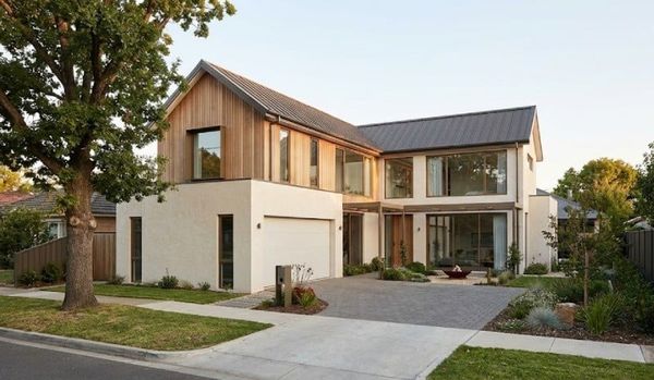 Mẫu nhà vuông 2 tầng 100m2 chữ L