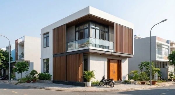 Mẫu nhà vuông 2 tầng 100m2 hiện đại
