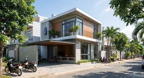 Mẫu nhà vuông 2 tầng 100m2 hiện đại