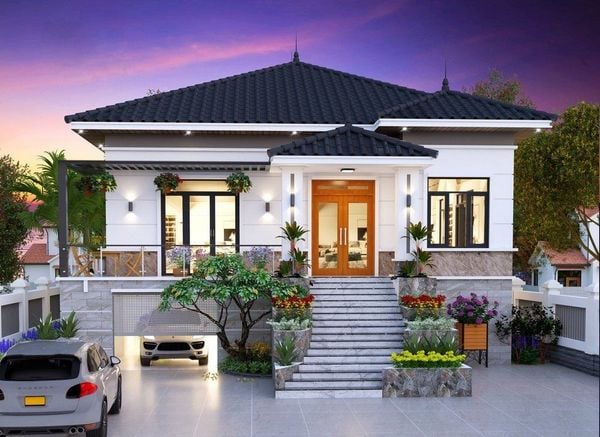 Mẫu nhà cấp 4 có tầng bán hầm độc đáo