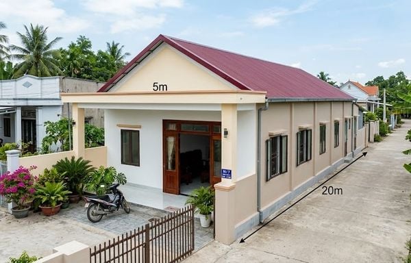 Mẫu nhà cấp 4 mái tôn 5×20 3 phòng ngủ