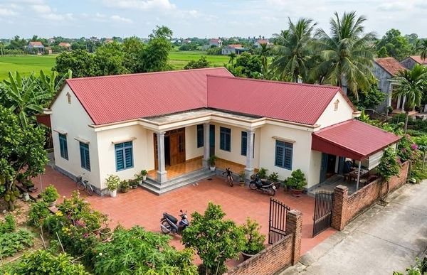 Nhà cấp 4 mái tôn 3 phòng ngủ hình chữ L